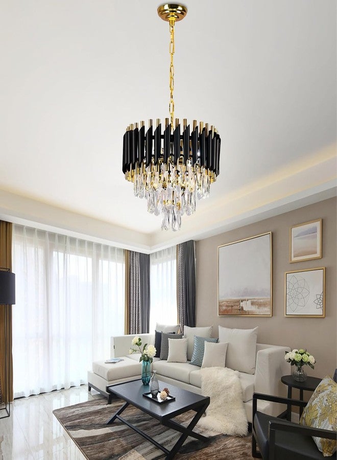 Lyse Decor Chandelier for Living Room Modern Ceiling Light Jhumar for Hall Light for Living Room and Hall Round Jhoomer Show Lights for Home Decoration Ceiling (Black 400 mm) - Image 1